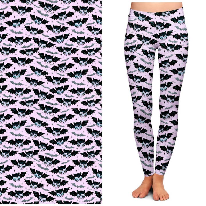 "Battylicious" Leggings by Miss Fluff x Lipstick & Chrome PINK for wholesale by Lipstick & Chrome