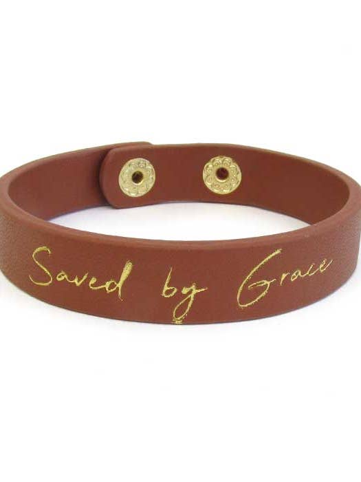 ( C158 ) LEATHERETTE BRACELET - SAVED BY GRACE for wholesale by Jewelry Max