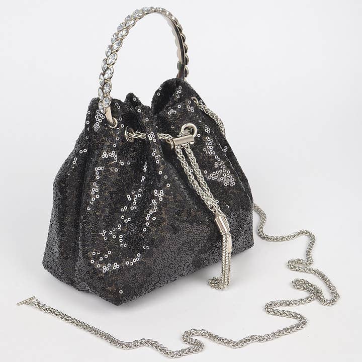 3AM BY H&D ACCESSORIES - Wholesale Top handle bag – women's - Sequins Bucket Bag W/stone Handle6