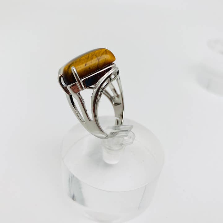 Mio Queena - Wholesale Cocktail/Statement Ring - Multi-style Rhombus Natural Stone Crystal Rings - CS