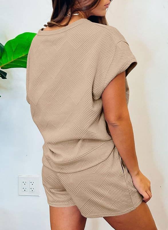 HIDDENBRAND - Wholesale Top & Short Set (NOT Loungewear) - Women's - Cozy Textured Top And Shorts Set 16 Colors14