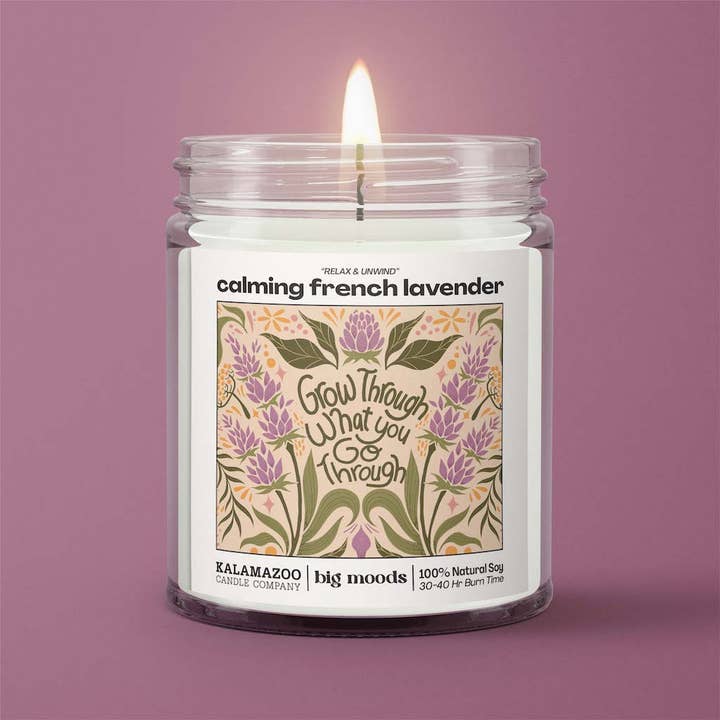 Big Moods - Wholesale Jar/Filled Candle - "Grow Through" Calming French Lavender - Luxury Soy Candle