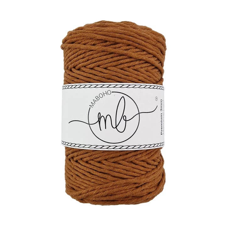 Maboho - 3mm COPPER premium recycled macrame yarn, 150m for wholesale by Makramee Manufaktur