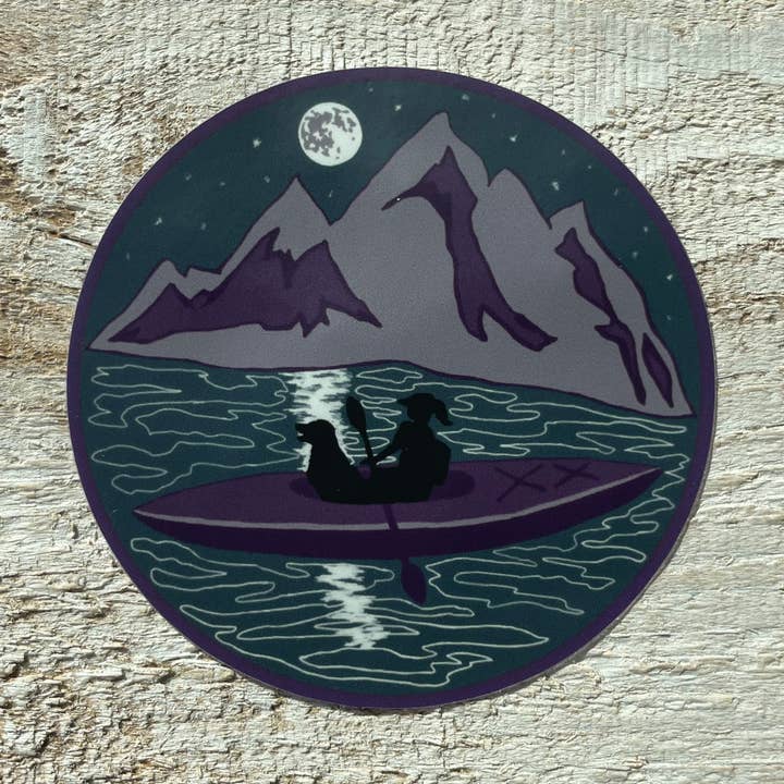 Think Greene - Venta al por mayor Pegatina - Pegatina Kayak con Perro