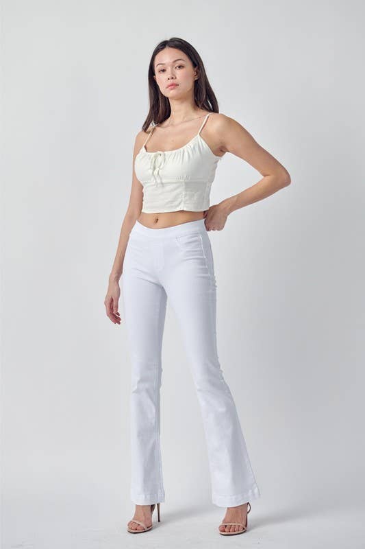White 35324WHT-Flare High Waisted Ultra Stretch Denim Pants for wholesale on Faire3