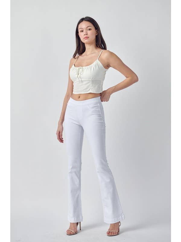 White 35324WHT-Flare High Waisted Ultra Stretch Denim Pants for wholesale on Faire3