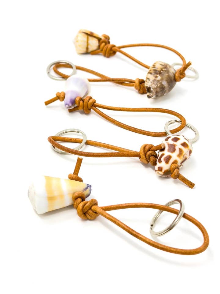 Nøglering i læderetui for engroshandel hos Nani Shells