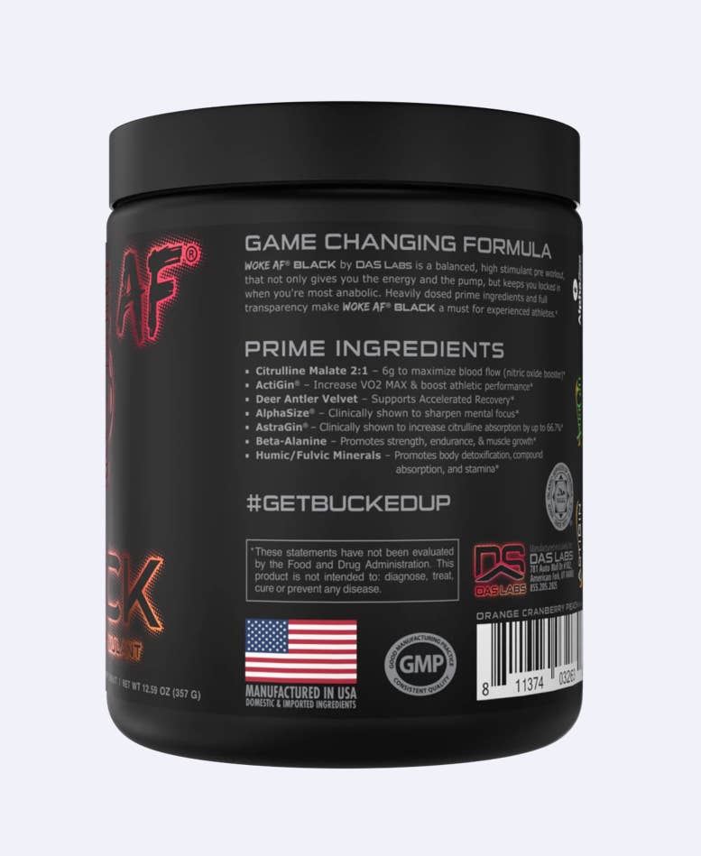 Bucked Up - Wholesale Oral Supplement/Vitamin - Woke AF Black Pre-Workout [30 Serv]3
