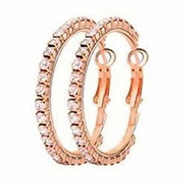 35mm Basic Sparkle Rhinestone Hoop Earrings for wholesale by Diacly