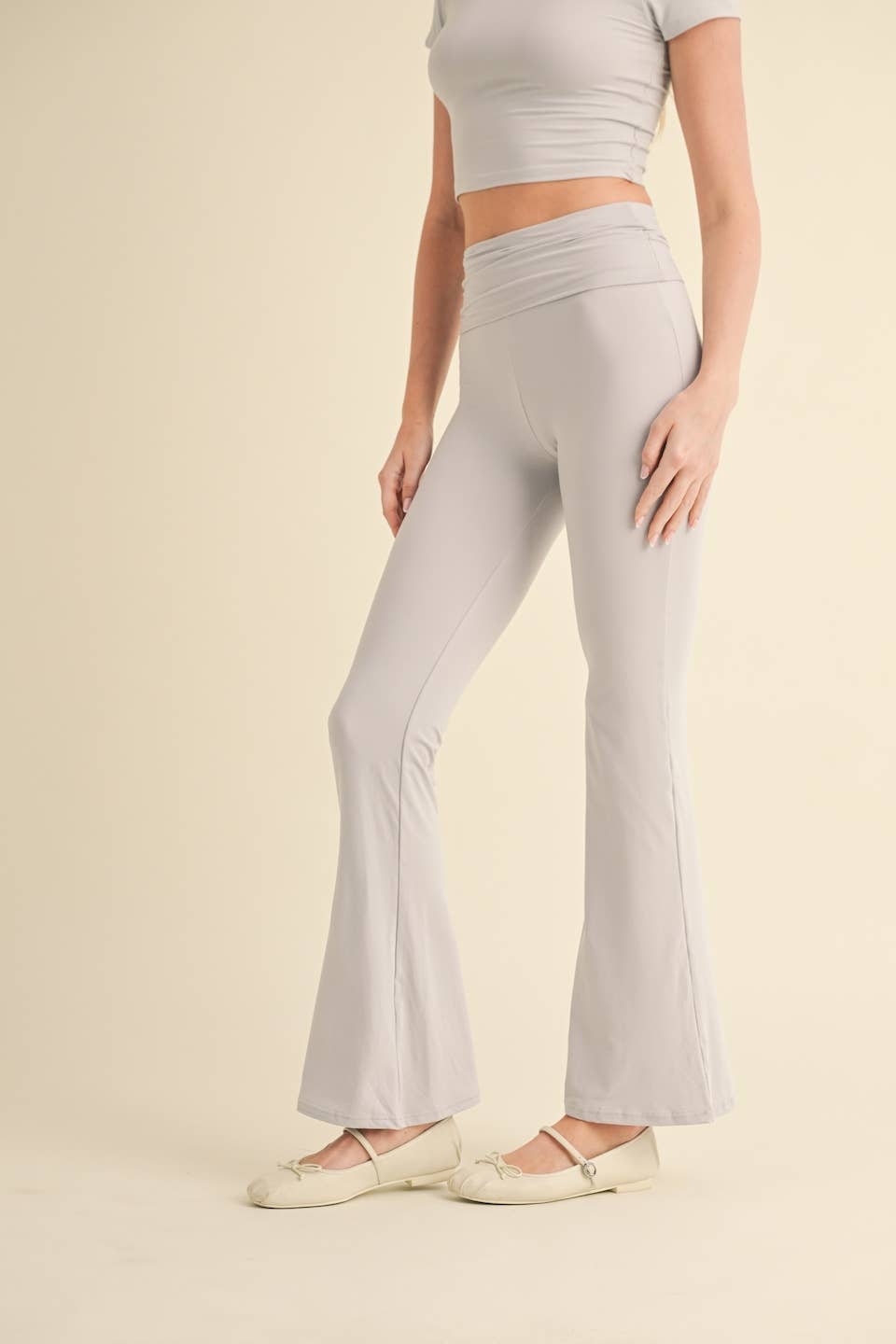 KIMBERLY C - Wholesale Pants - Women's - Soft Knit Foldover Flare Pants47