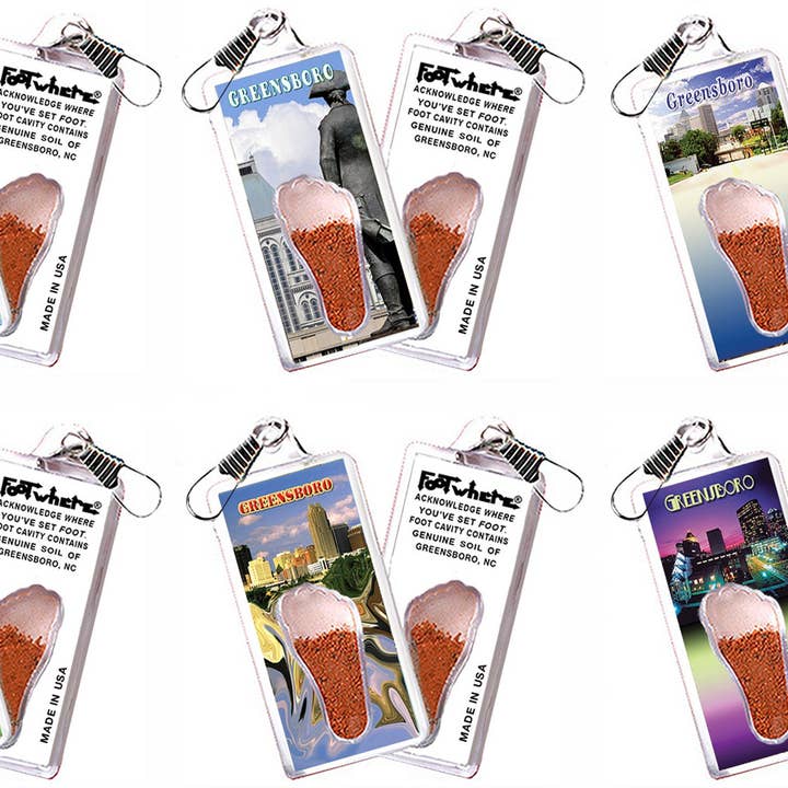 Tirador de cremallera de recuerdo FootWhere® de Greensboro. 72 piezas/6 estilos surtidos. para venta al por mayor de FootWhere- USA Group, Inc.