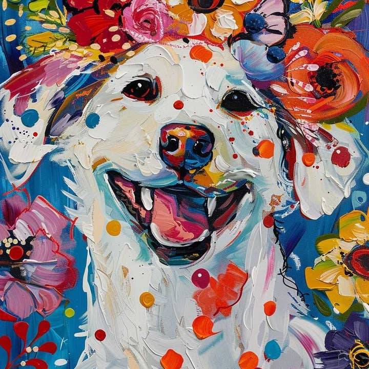 Vibrant Floral Pup for wholesale by Paint with Number