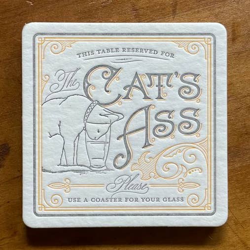 Dessous de verre / Cul de chat pour la vente par Somersault Letterpress