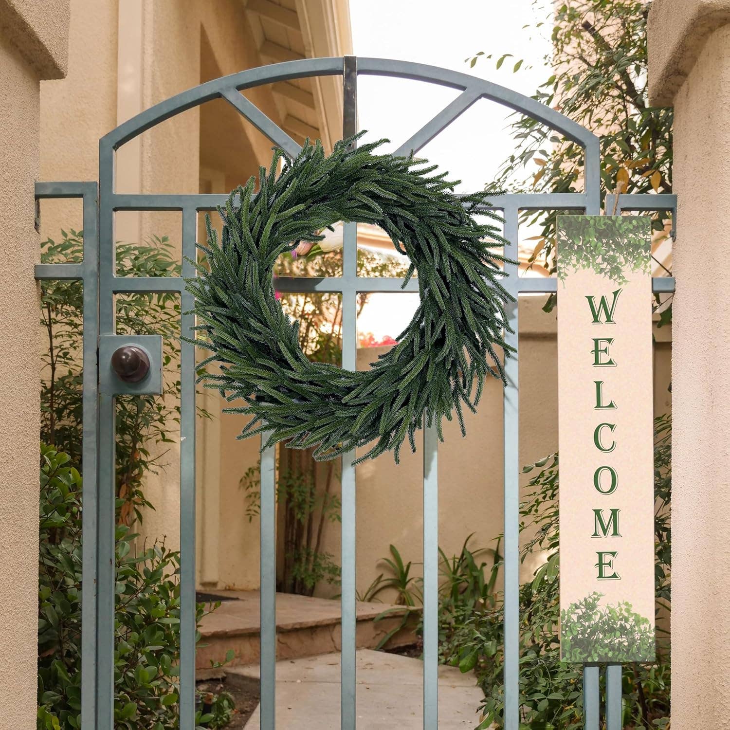 Larksilk – wholesale Krans – 24” Real Touch Norfolk julkrans - Dekorationsset om 63