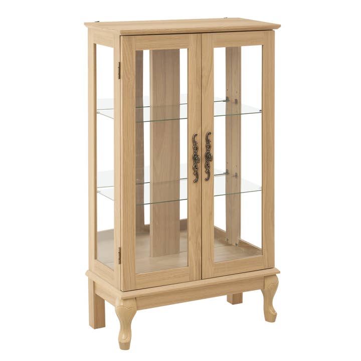 Orange County Decor - Wholesale Cabinet - 2 Doors Curio Cabinet With Tempered Glass Doors, Curio Cabinets With Mirrored Back Panel And Adjustable Shelves, Lighted Display Cabinet For Home, Office Light Bulb Included Oak Oak Mdf Glass20
