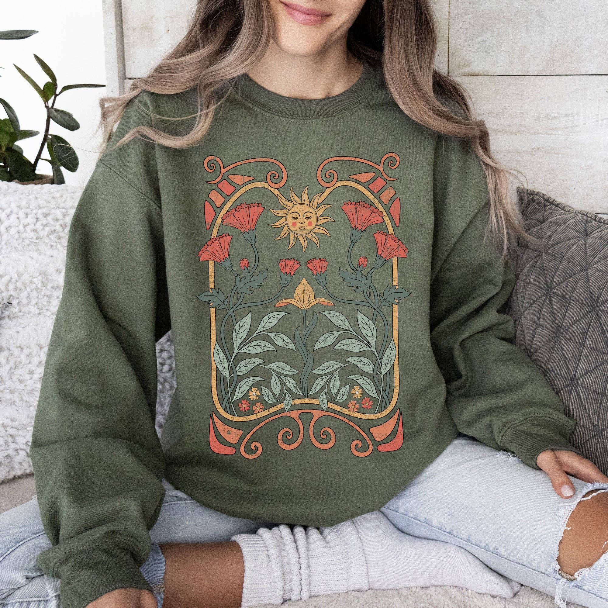 Refinery Number One LLC - Venta al por mayor Sudadera estampada - Mujer - Sudadera colorida con diseño Art Deco de estilo Art Nouveau celestial3