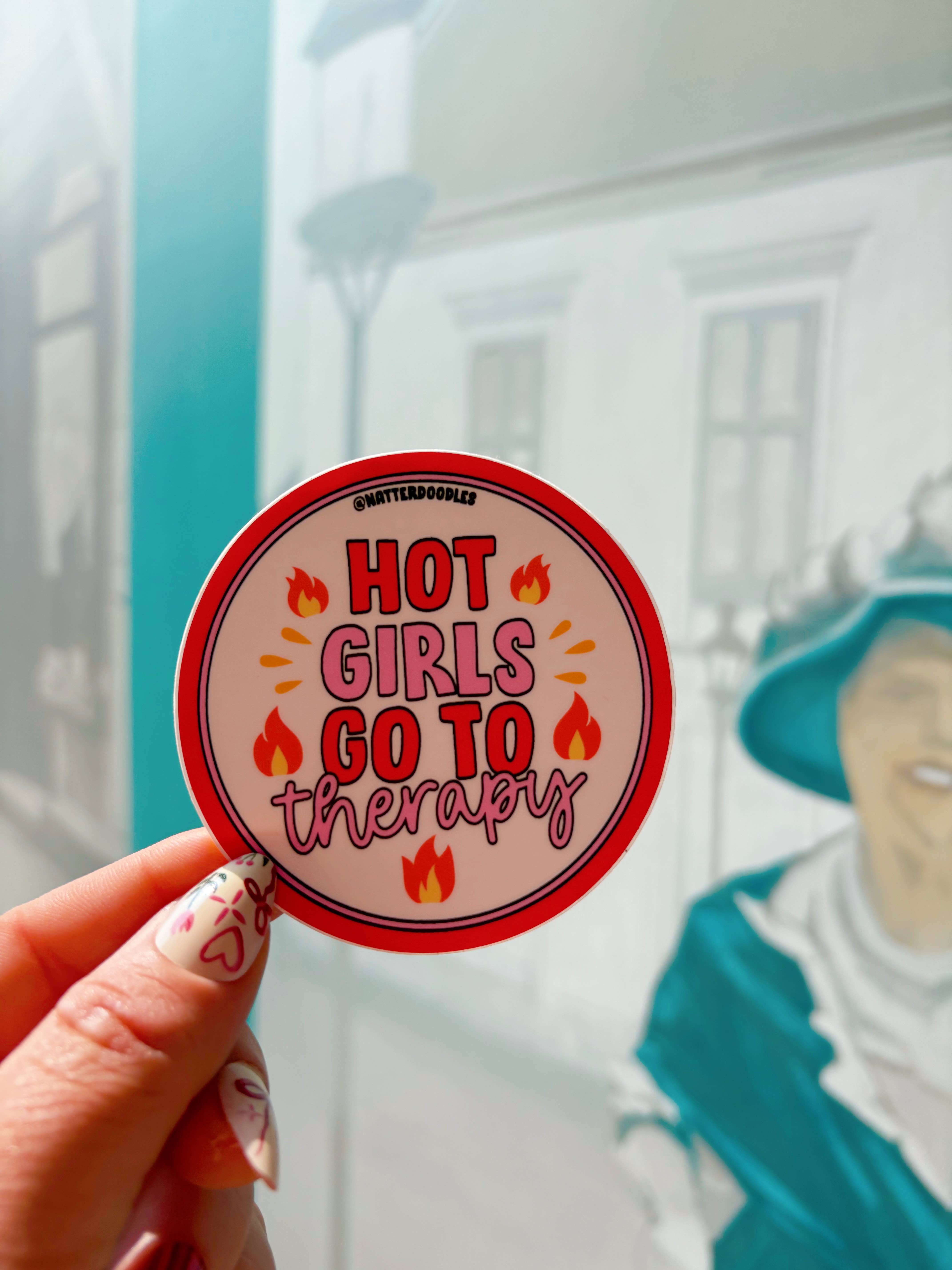 NatterDoodle - Wholesale Sticker - Hot Girls Go to Therapy Funny Mental Health Sticker4