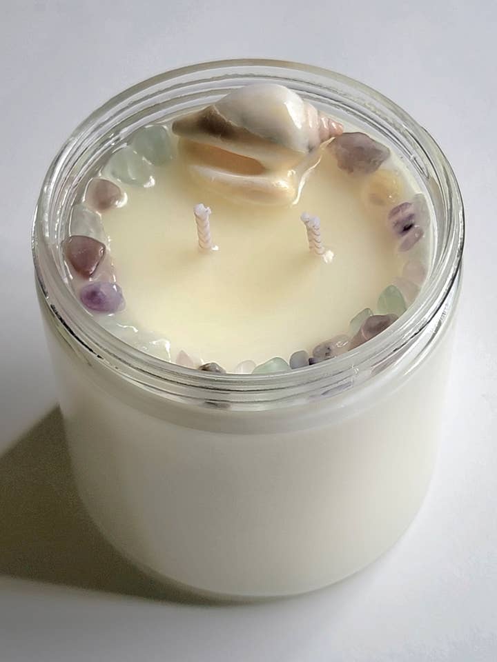 Vela de soja FLOW Intention con cristales, marca privada para venta al por mayor de Starlite Soul Store