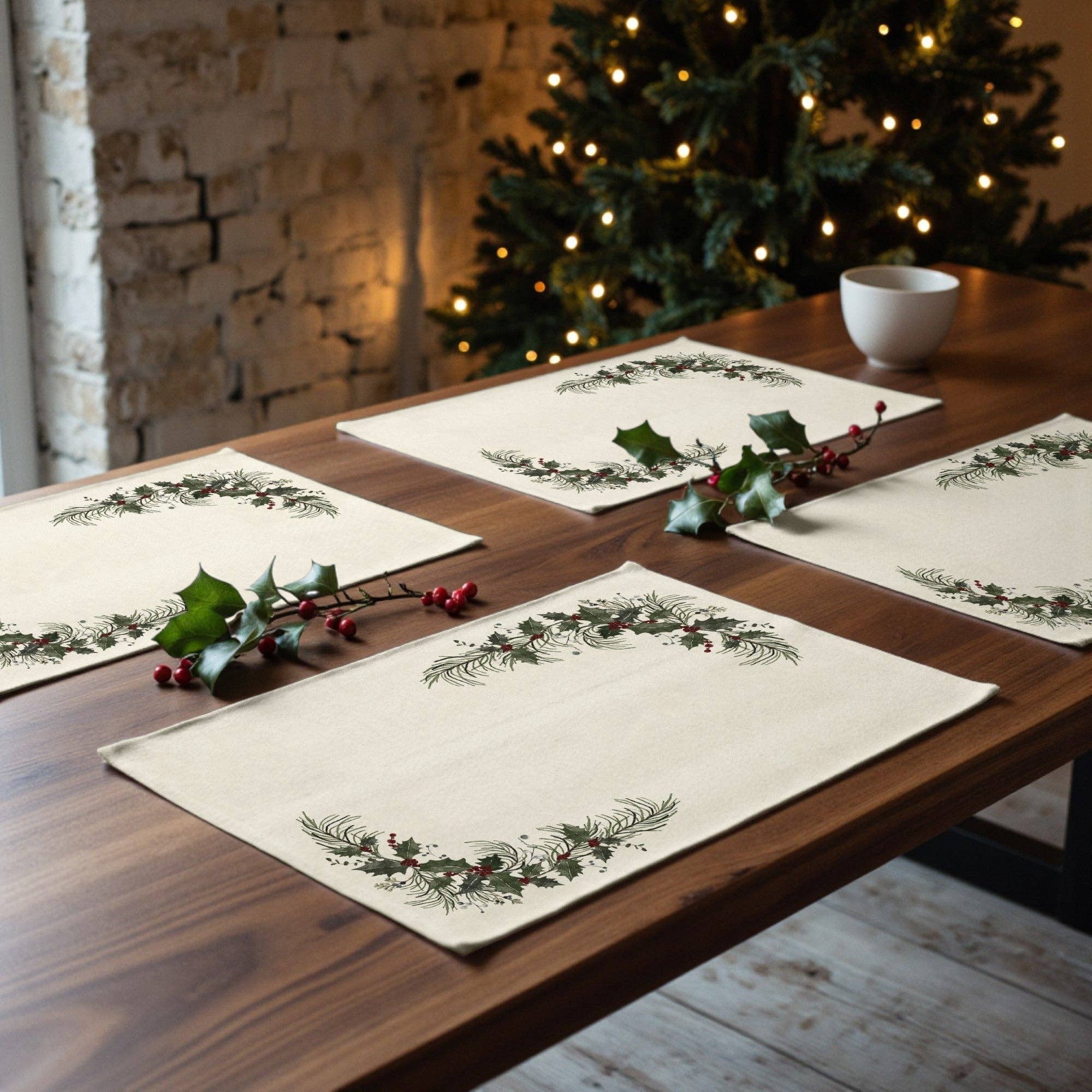 SG HOGAR - Wholesale Tablecloth - Stain-resistant individual placemat pack of 2 Mistletoe 12252