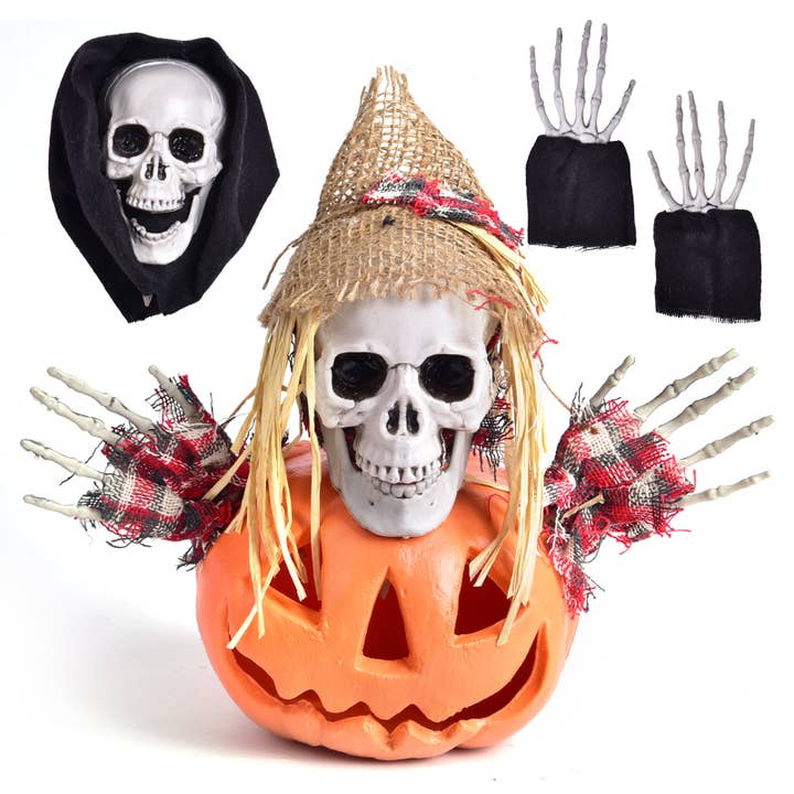 Fun Little Toys – Engroshandel Udendørs pynt/dekoration – 6 Pcs Halloween Skeleton Stakes Pumpkin Udendørs Dekorationer5