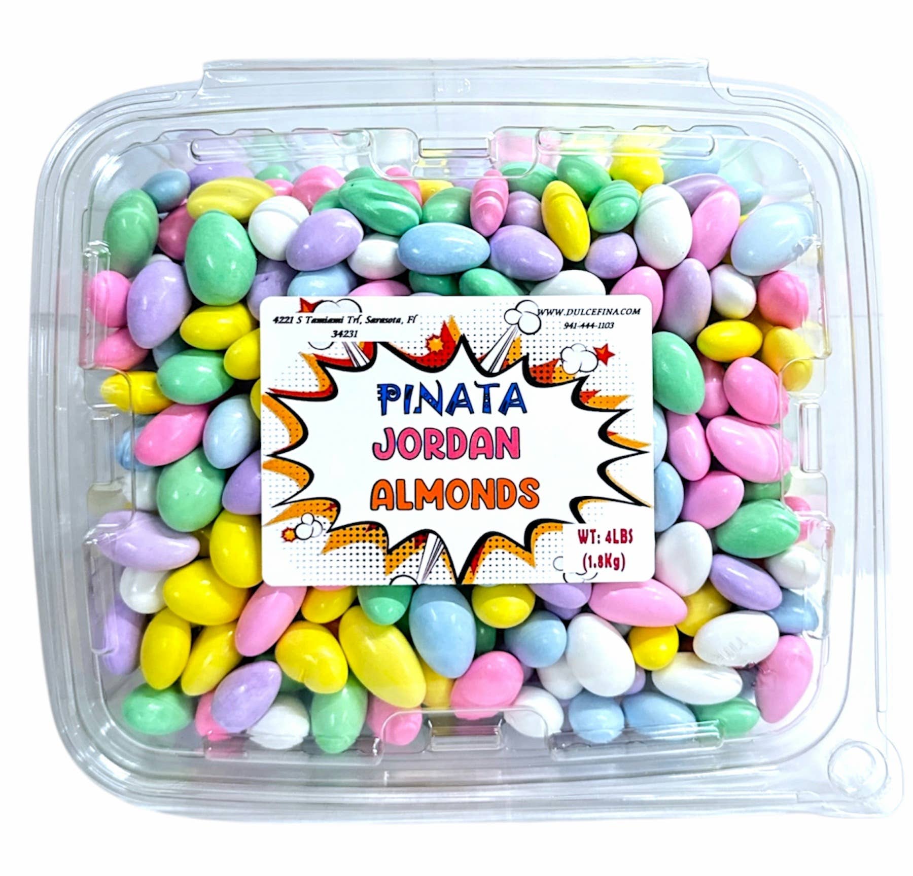 Dulcefina Chocolate and Sweets - Wholesale Hard Candy - Bulk Assorted Jordan Almonds 4LB Pinata Tub