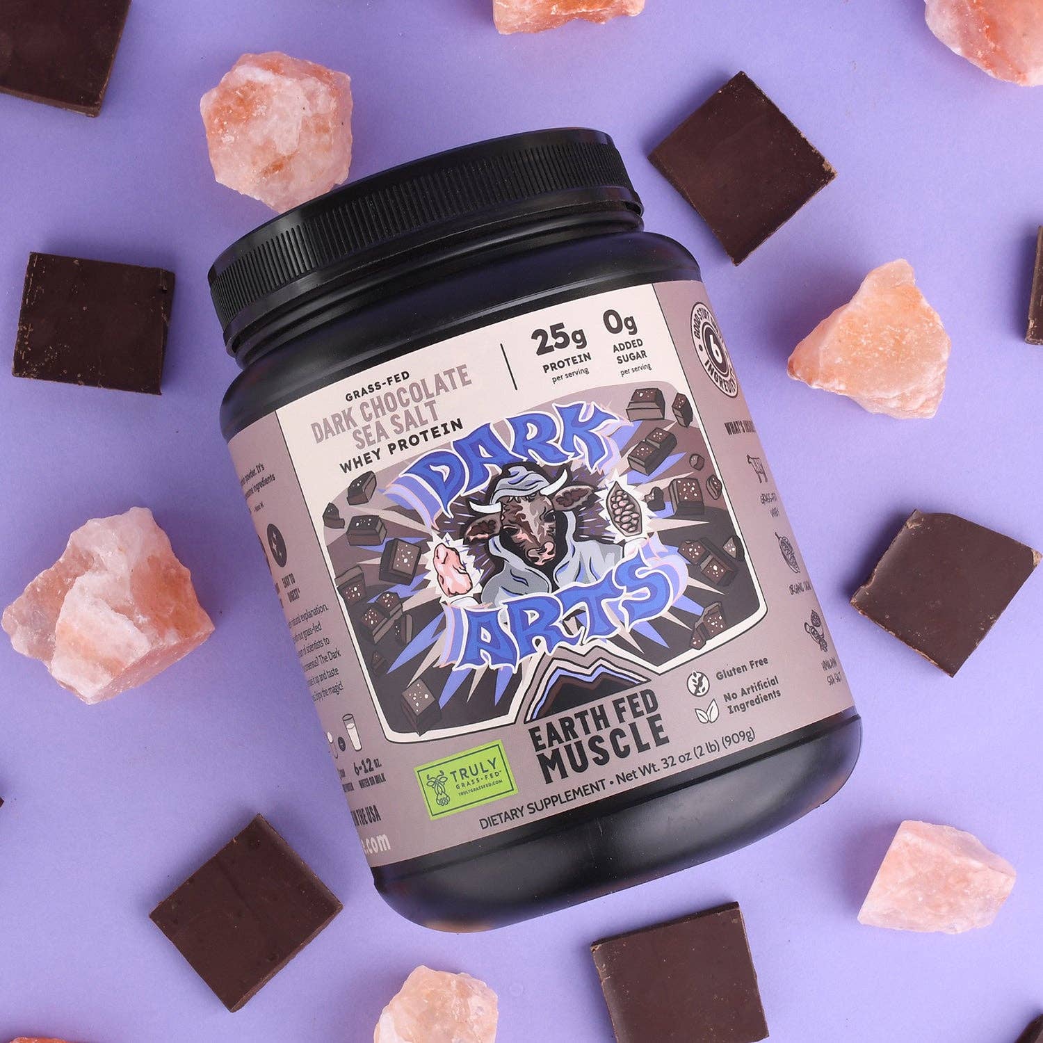 Earth Fed Muscle - Wholesale Protein/Superfood Powder - Dark Arts Salted Chocolate Grass-Fed Whey Protein4
