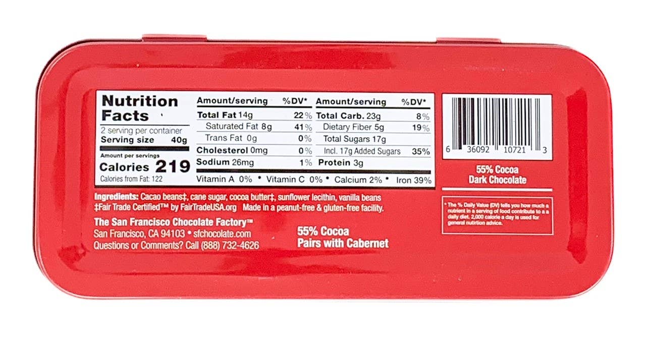 The San Francisco Chocolate Factory - Wholesale Chocolate Bar - 3oz Tin Wine Lover's Chocolate - Pairs with Cabernet3