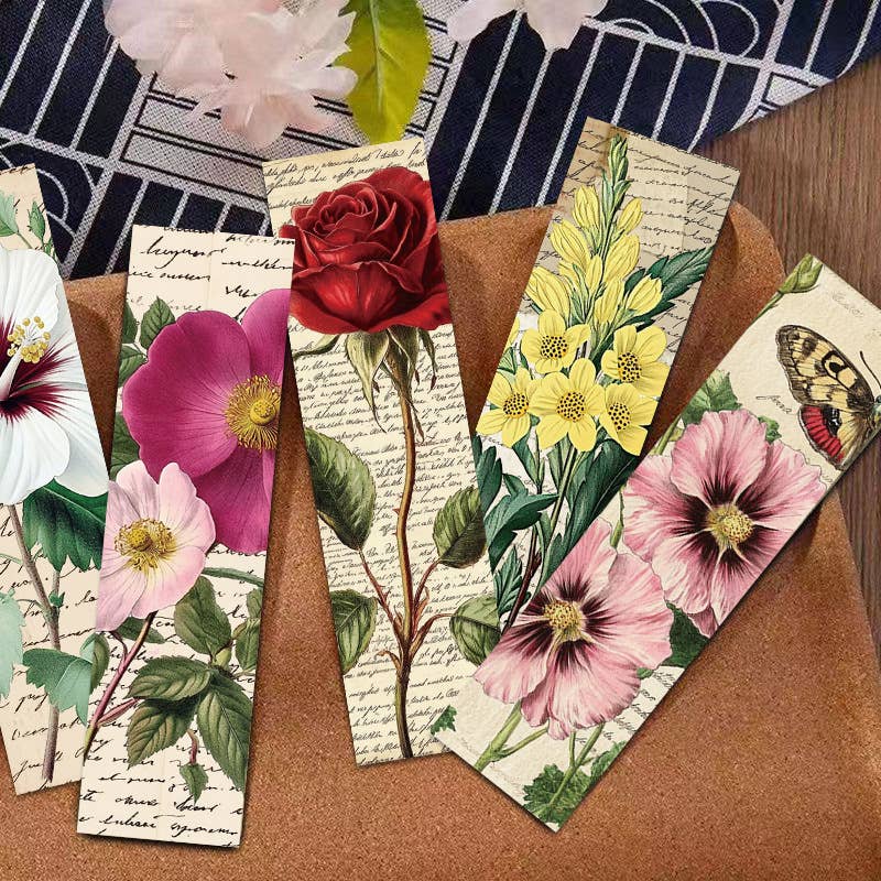 Magnifique Hearts – wholesale Bookmark – Vintage Floral Bookmarks – 5.9" Botanical Illustrations2