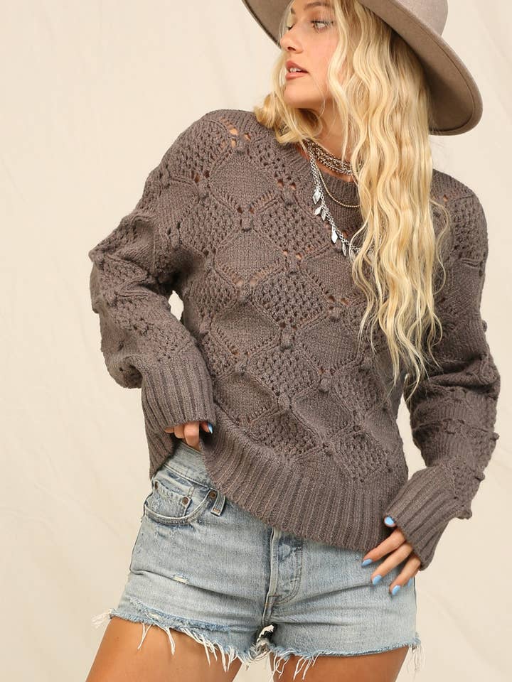 The Crewneck Sweater Airy Open Stitching for wholesale by KyeMi