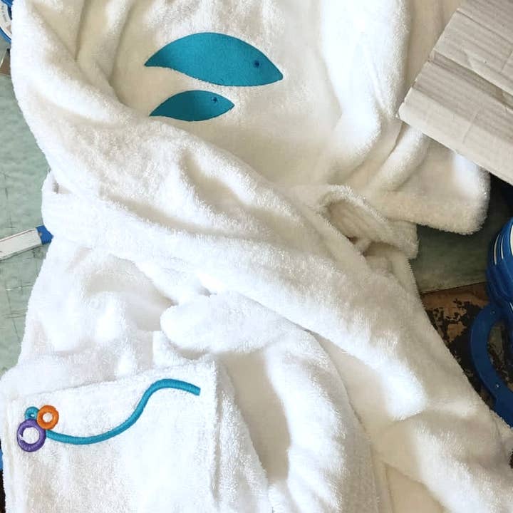 FISH - Roupões de banho macios com bordados preciosos + chinelos por atacado de Journight by Totex