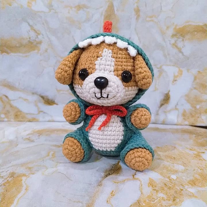 Anh2 LTD - Venta al por mayor Peluche - Perros - Disfraz de perro con un dinosaurio, juguete de ganchillo para cachorros de dinosaurio