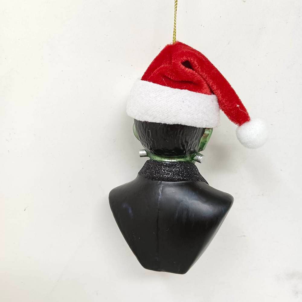 OrnamentallyYou - Vente Objets de décoration - Ornement de Noël en verre Frankenstein avec bonnet de Père Noël4