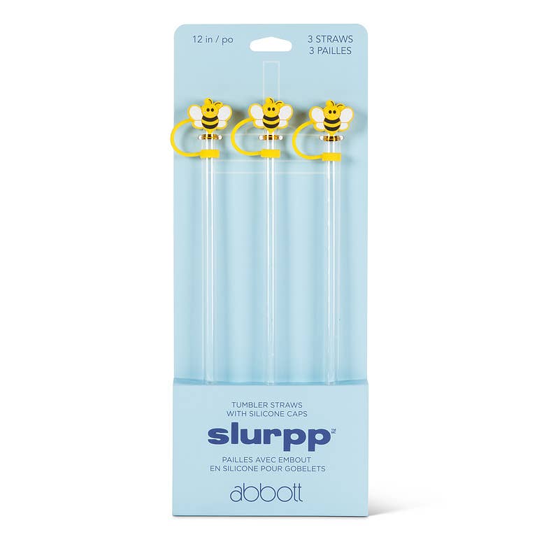 Abbott – wholesale Drinking straw – Set of 3 Jumbo Straws with Bee Caps-13"H3