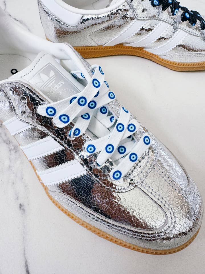 NEW! Evil Eye Shoelaces Fashionably Protected for wholesale by FRESHALAMODE / fashionably protected