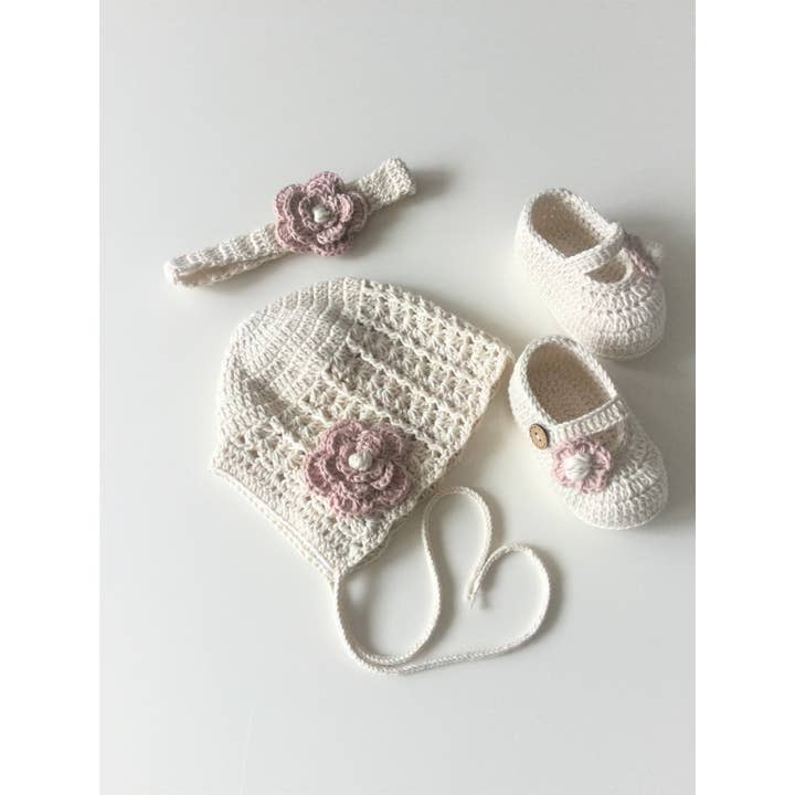 Vintage virkad presentset för babyflicka – Ekologisk bomull 0-12M för wholesale av Omnis Pura