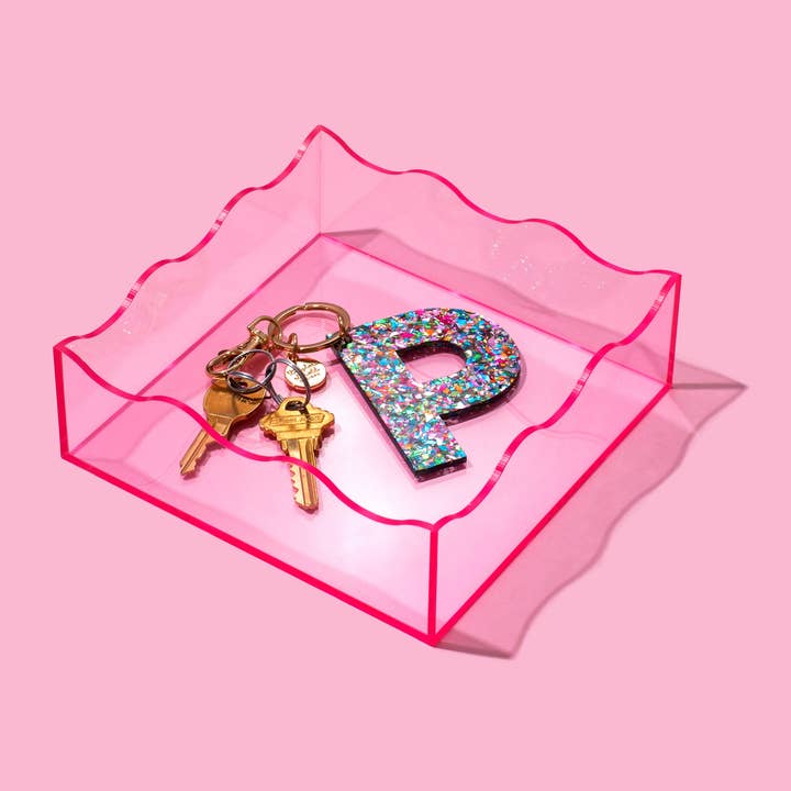 Taylor Elliott Designs – Bandeja decorativa por atacado – Tabuleiro Ondulado Quadrado Rosa Claro - Mín. 2 (TRAY-07)1