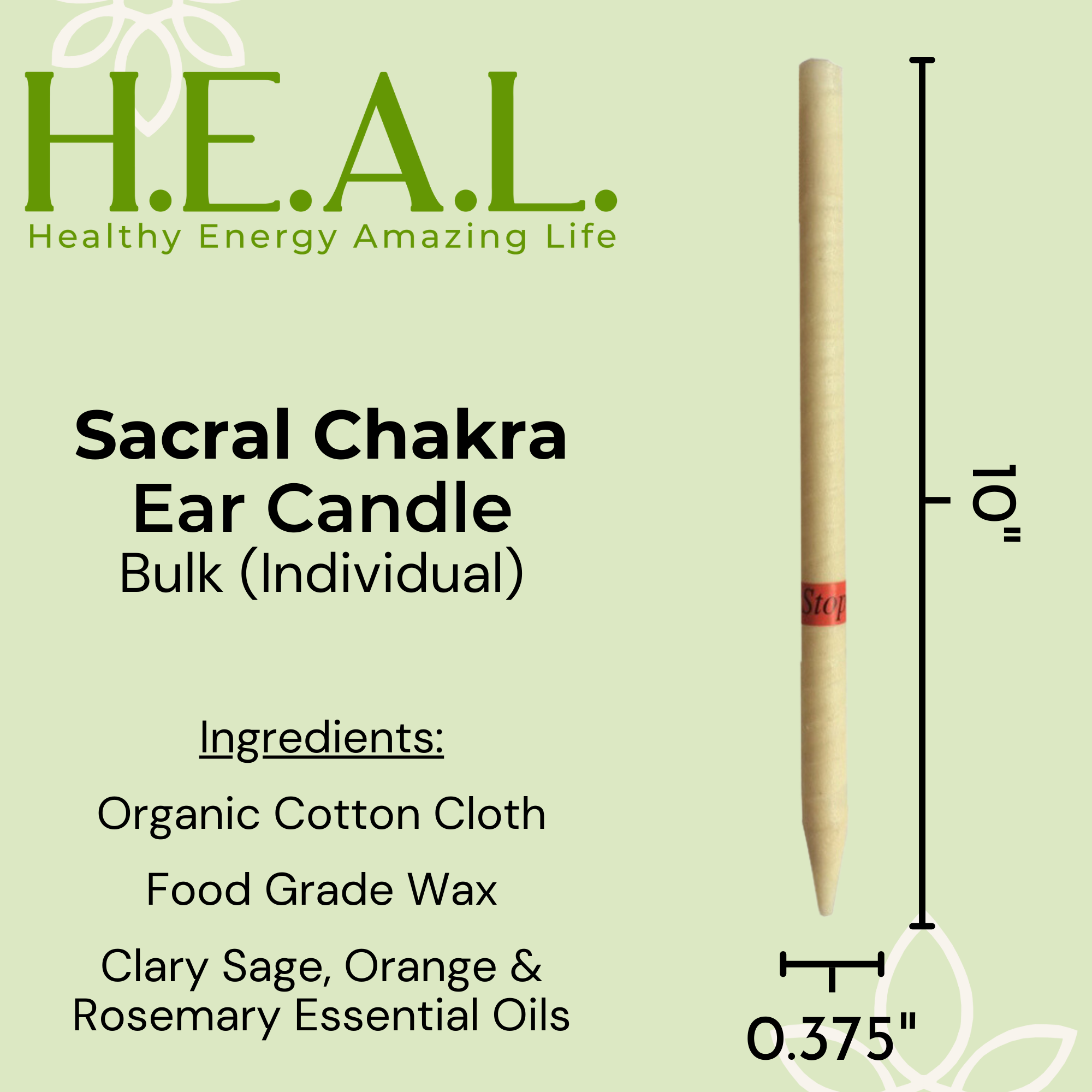 Healthy Energy Amazing Life - Wholesale Tapered Candle/Candlestick - Sacral Chakra Ear Candles by Doc Harmony1