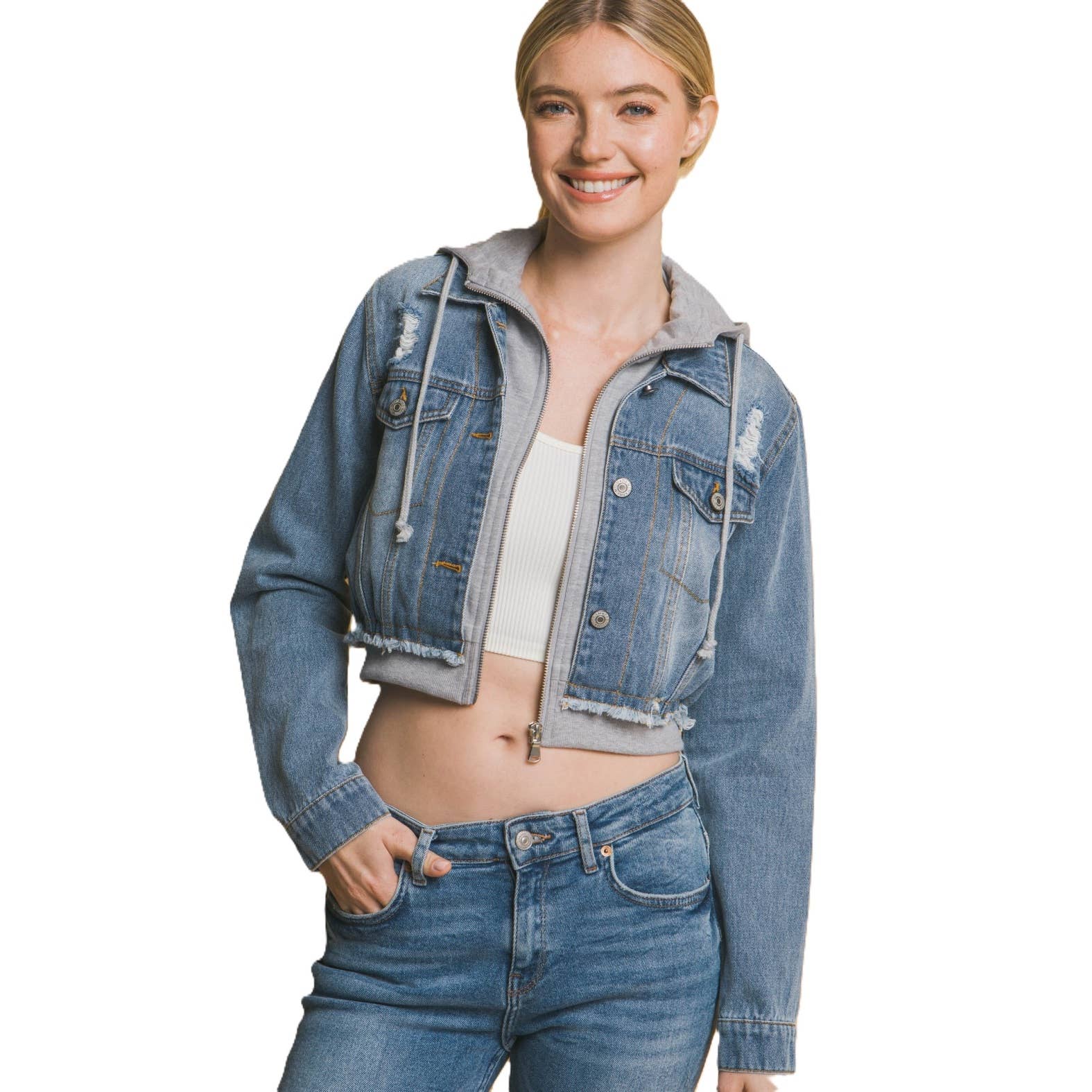 Apolline – Großhandel Jacke – Damen – Kurz geschnittene Jeansjacke7