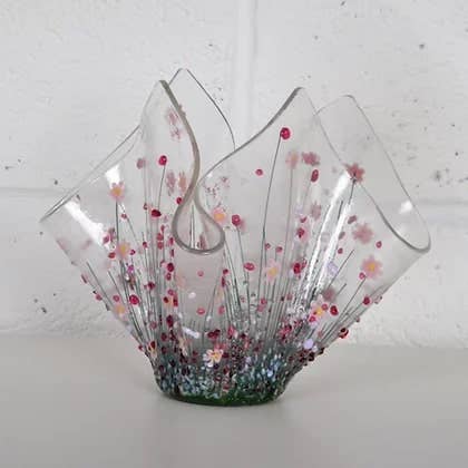 Vetro fuso fatto a mano - Grande tealight Blooming per la vendita all'ingrosso da parte di Pam Peters Designs
