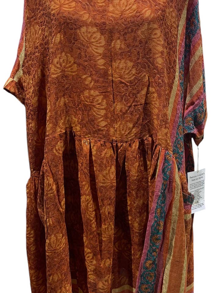 sariKNOTsari - Vendita all'ingrosso Vestito - Donna - PRC5285 Avatar Vestito Babydoll Boxy in Pura Seta