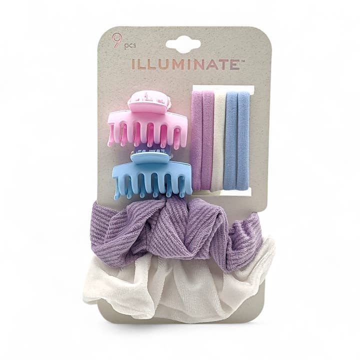 9pc Pastel Hair Accessories Set – Clips, Ties, Scrunchies for wholesale by Crover