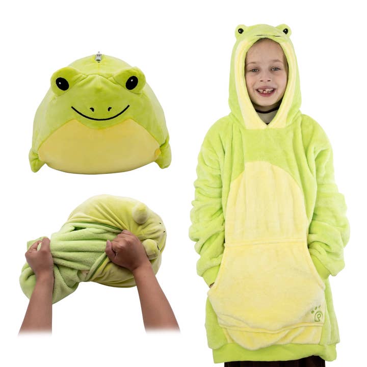 Fren Frog Blanket Hoodie & Pillow Kids Snugible for wholesale by OrangeOnions
