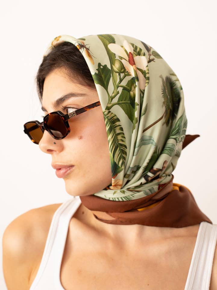 Espresso Silk Scarf, Brown Silk Twill Scarf for wholesale by Kasama