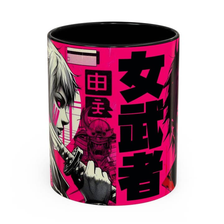 Neon anime-samuraikrus | Accent-kaffekrus 11oz 15oz for engroshandel hos Le Paperie Co