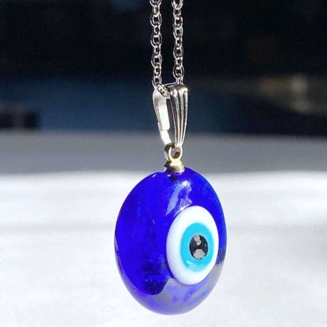 Evileyefavor – wholesale Hänge-/berlockhalsband – Läckert silverhalsband med grekiskt blått glas onda öga
