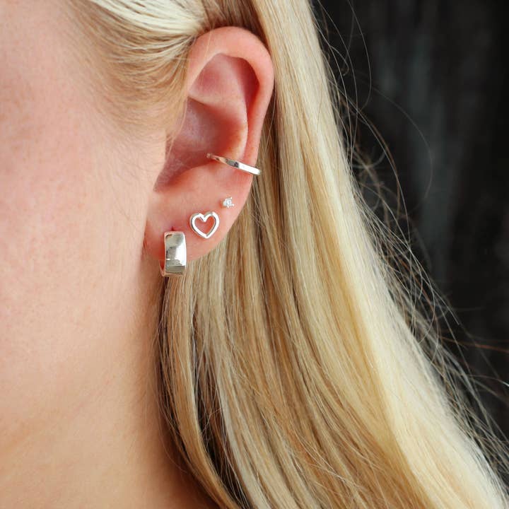 Kris Nations - Wholesale Huggie Earrings - Wide Hinged Huggie Hoop Earrings 18K Gold Vermeil | Sterling Silver 12mm Hoops Hinge Closure Nickel Free Hypoallergenic Ships from CA