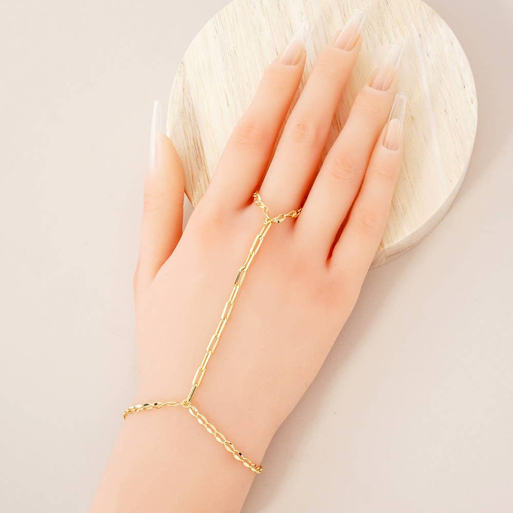 Sensibling Corp. - Wholesale Link & Chain Bracelet - Gold Dipped Paperclip Chain Hand Chain Bracelet2