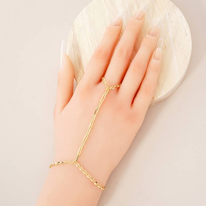 Sensibling Corp. - Wholesale Link & Chain Bracelet - Gold Dipped Paperclip Chain Hand Chain Bracelet2