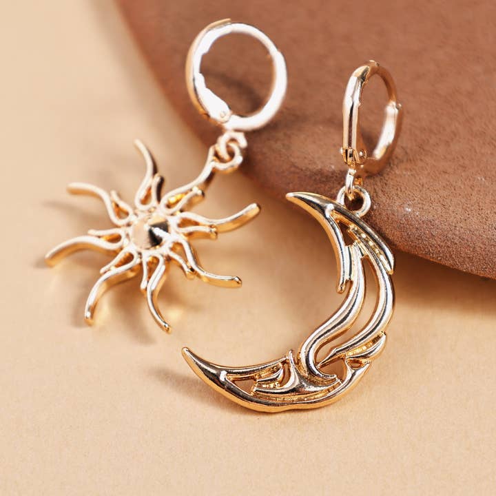 Revelari - Wholesale Dangle Earrings - Sun and Moon Mismatched Dangle Earrings0