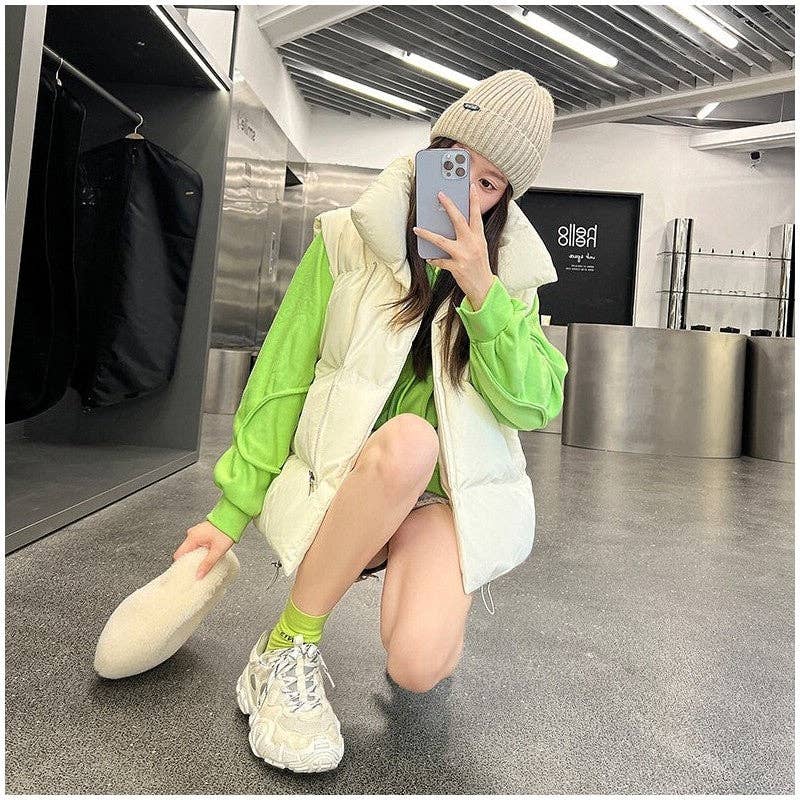 UZ Wholesale Store – wholesale Outerwear Vest - Women’s – Solid Color Loose Fit Puffer Vest Coat3